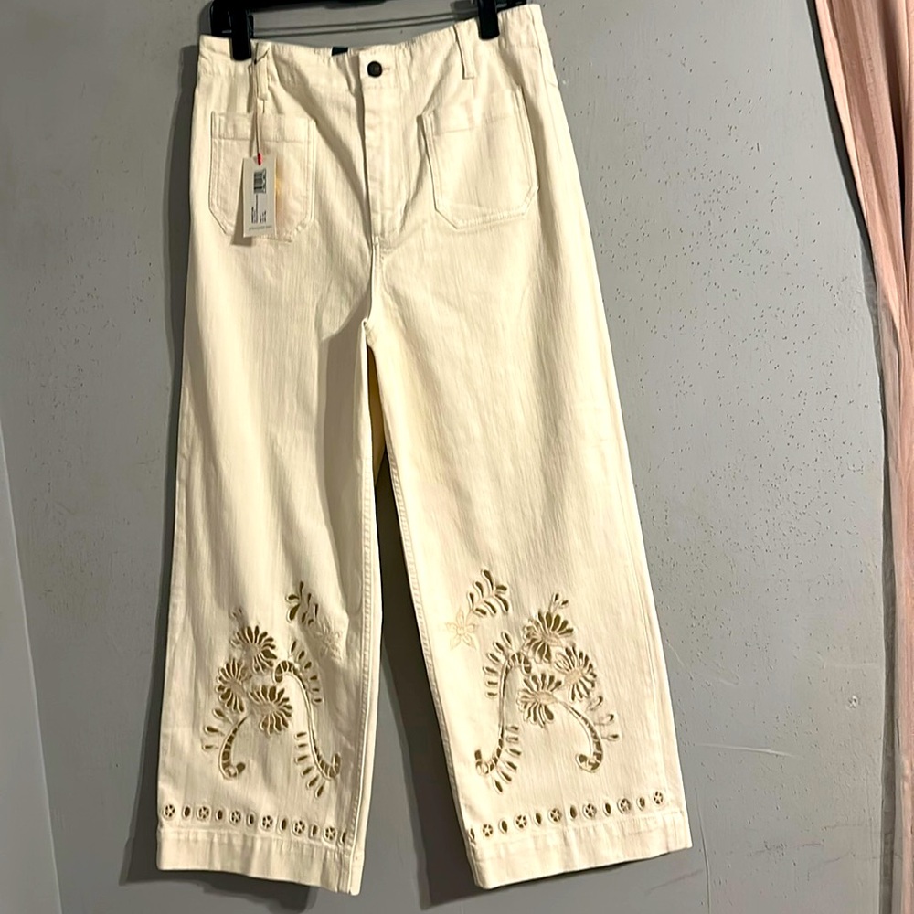 Johnny Was Charlotta Cropped Wide Leg denim size 31 NWT
